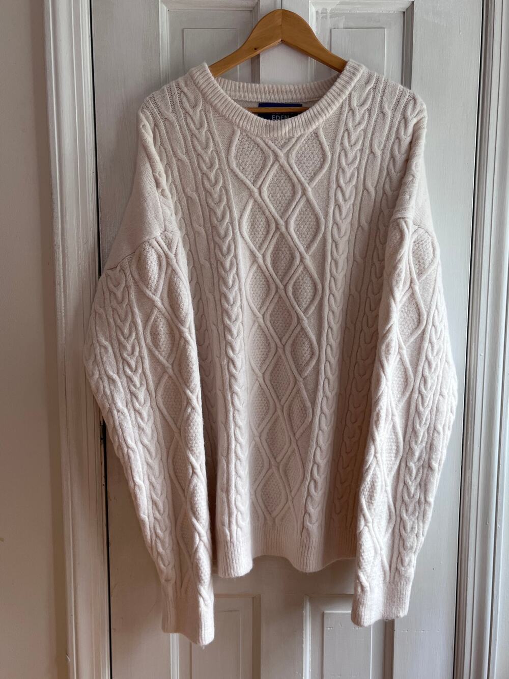 Aelfric Eden Oversized Cable Knit Sweater Cream White 90s Vintage Streetwear XL